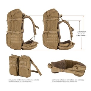Sac à dos Rush 100 5.11, 60l, taille ceinture 38-46, couleur coyote