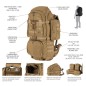 Sac à dos Rush 100 5.11, 60l, taille ceinture 38-46, couleur coyote Sac à dos Rush 100 5.11, 60l, taille ceinture 38-46, couleur coyote