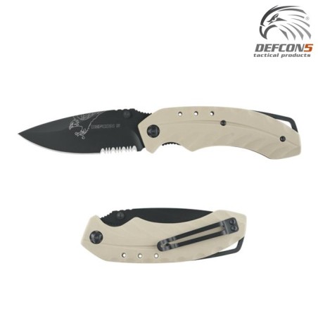 Couteau pliant tactique militaire Defcon5, couleur sable
