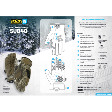 Gants Mechanix SUB40 - Spécial hiver - Camo Realtree Edge™ - Promo