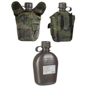 Gourde militaire US + housse camouflage forêt