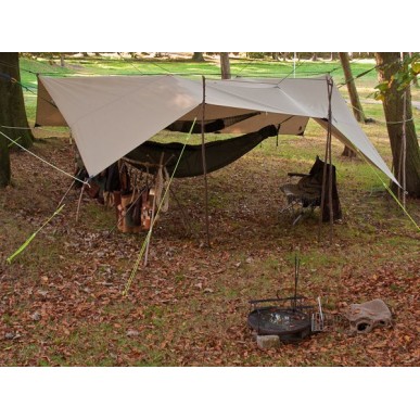 Bache bushcraft Tatonka Tarp 1TC coton imperméable 425 x 445 cm, Beige