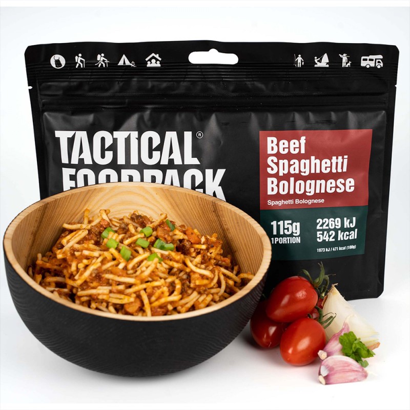 Ration de survie lyophilisée, spaghetti bolognaise, Tactical Foodpack Ration de survie lyophilisée, spaghetti bolognaise, Tactical Foodpack
