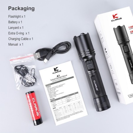 Lampe tactique KLARUS A1 PRO LED - 1300 lumens