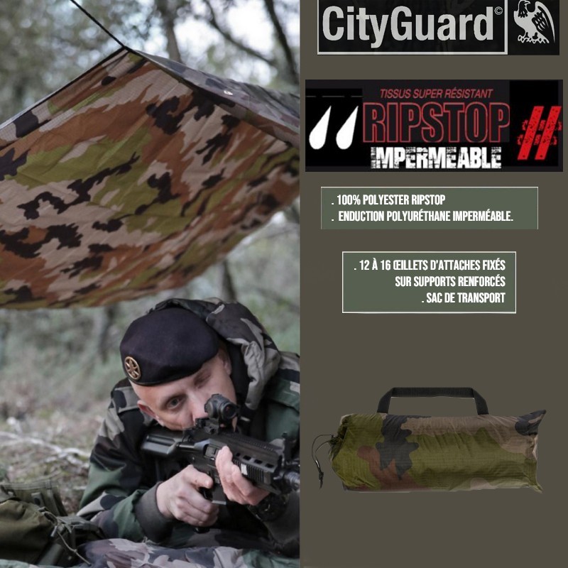 Bâche militaire ripstop 3x3M, Cityguard, (camo CE) Bâche militaire ripstop 3x3M, Cityguard, (camo CE)