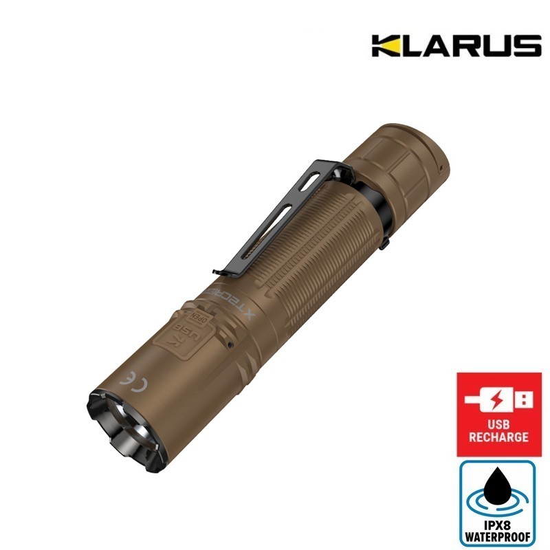 Lampe militaire Rechargeable USB - KLARUS XT2CR PRO - 2100 Lumens - Coyote Lampe militaire Rechargeable USB - KLARUS XT2CR PRO - 2100 Lumens - Coyote