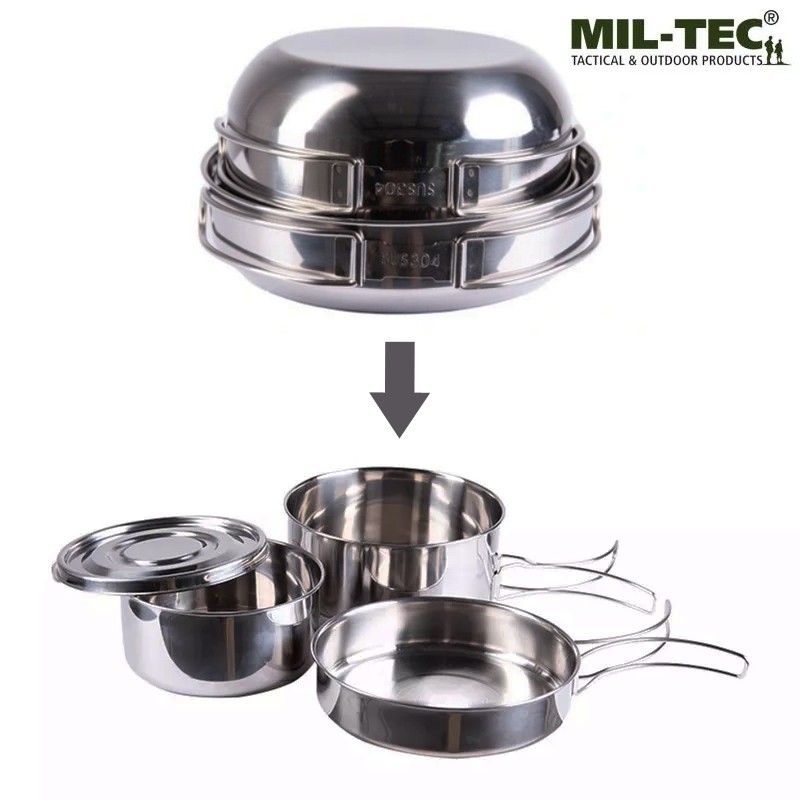 Set de Gamelles Militaires en Acier Mil-Tec (4 pièces) Set de Gamelles Militaires en Acier Mil-Tec (4 pièces)