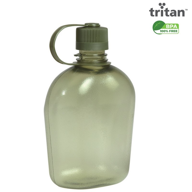 Gourde militaire type US, 100% Tritan sans BPA, couleur kaki transparent Gourde militaire type US, 100% Tritan sans BPA, couleur kaki transparent