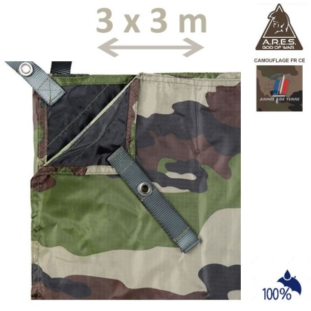Bache 3x3 m ARES, camouflage armée française