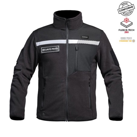 Veste Polaire Sécurité Privée réglementaire - Noir - Marque A10