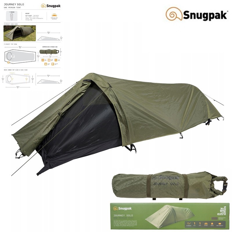 Tente 1 place Snugpak Journey Solo - Couleur Vert Militaire Tente 1 place Snugpak Journey Solo - Couleur Vert Militaire