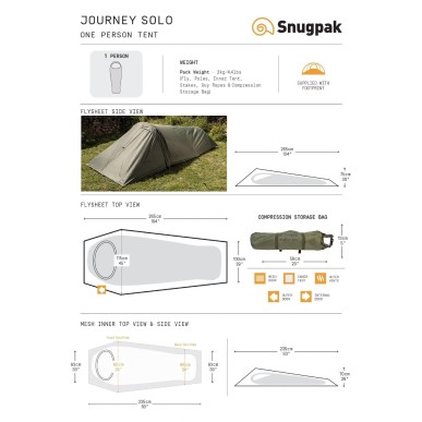 Tente 1 place Snugpak Journey Solo - Couleur Vert Militaire
