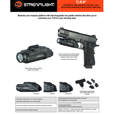 Lampe Tactique Streamlight TLR-9 1000l (compatible Glock17 et autres)