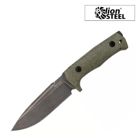 Couteau tactique Lionsteel "T5" Micarta Vert Blackwash