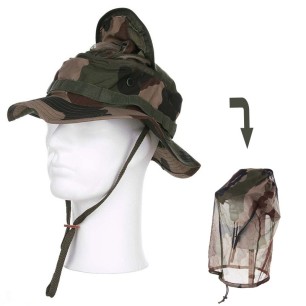 Chapeau de brousse avec moustiquaire - camo militaire forêt centre Europe