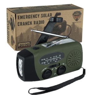 Radio FM à manivelle dynamo d'urgence Fosco, vert militaire