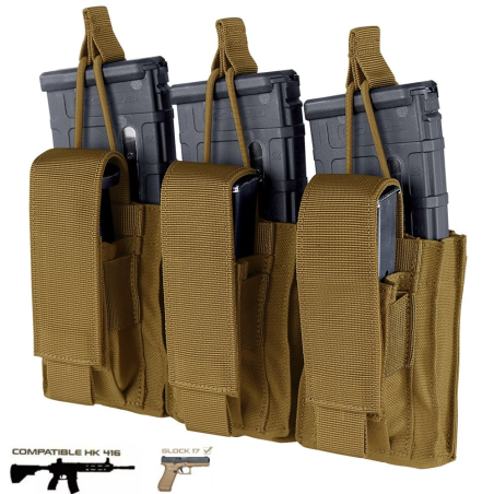 Porte-Chargeurs Triple GEN II Condor – 3x 5.56 + 3x 9mm – Coyote