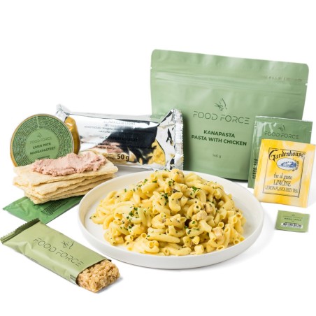 Pack Ration type militaire « Poulet Pasta Énergie » | 1 repas complet | 312g