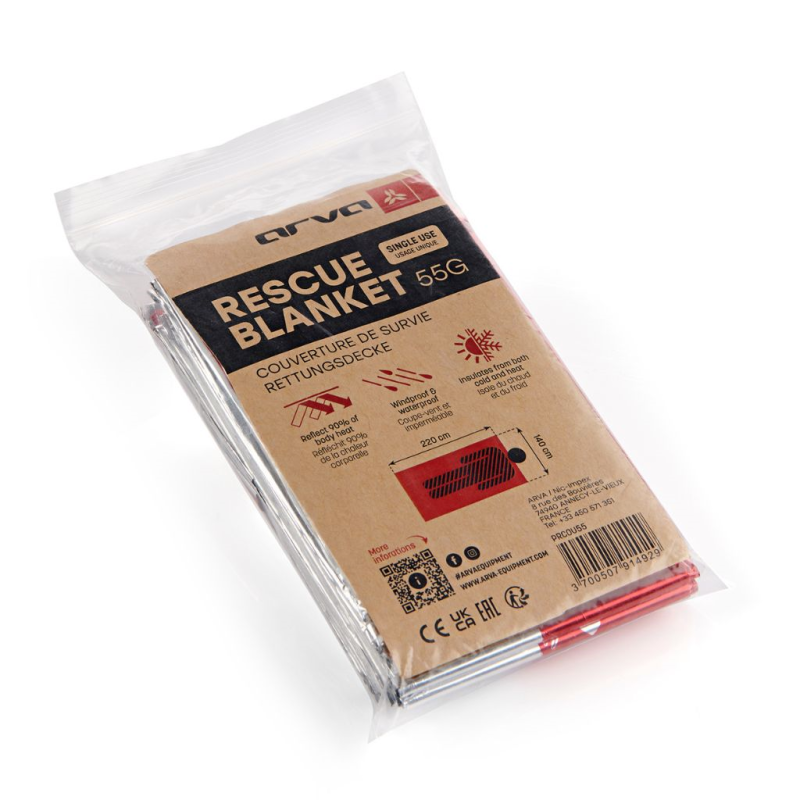 Couverture de survie ARVA 55 g - rouge/argent Couverture de survie ARVA 55 g - rouge/argent
