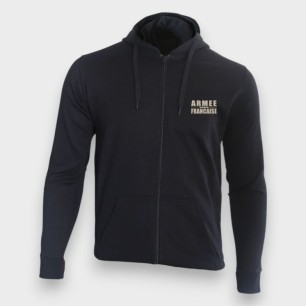 Sweat-shirt zippé noir logo "Armée Française" – Basse visibilité