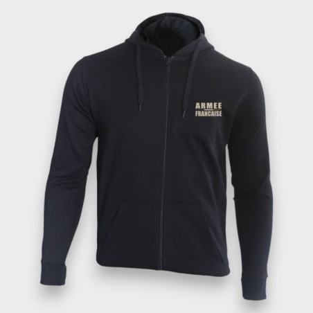 Sweat-shirt zippé noir logo "Armée Française" – Basse visibilité