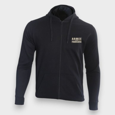 Sweat-shirt zippé noir logo "Armée Française" – Basse visibilité