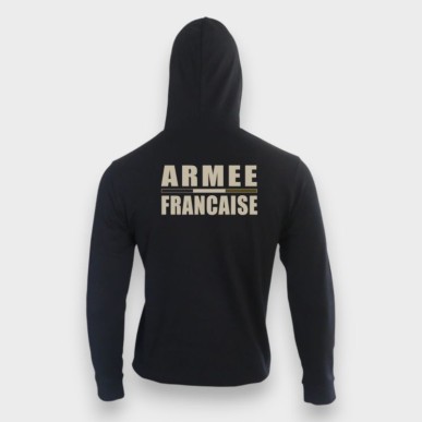 Sweat-shirt zippé noir logo "Armée Française" – Basse visibilité