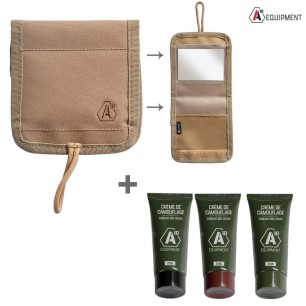 Pochette de camouflage A10 sable, avec 3 tubes (vert, noir, marron)