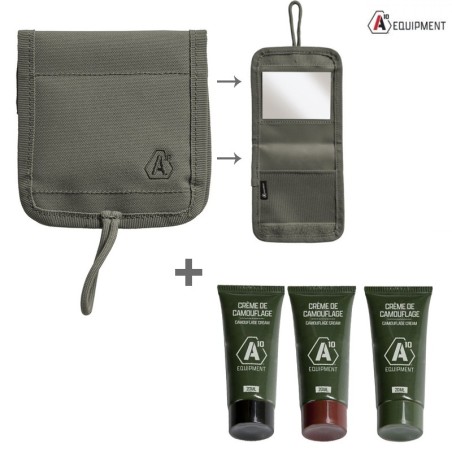Pochette de camouflage A10 vert militaire, avec 3 tubes (vert, noir, marron)