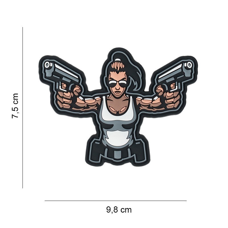 Patch velcro - Femme Armée (Style Lara Croft) Patch velcro - Femme Armée (Style Lara Croft)