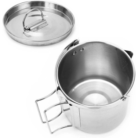 Bouilloire / Popote camping 2-en-1 Mil-Tec® INOX – 700 ml