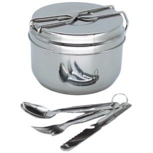 Gamelle de camping inox type armée tchèque – avec couverts