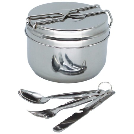 Gamelle de camping inox type armée tchèque – avec couverts