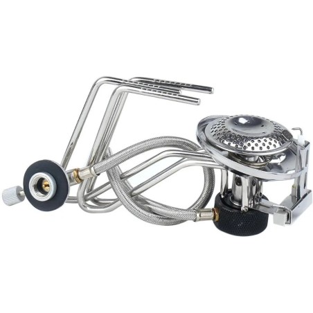 Réchaud à gaz pliable Mil-Tec 3500 W avec tuyau flexible et allumage piézo EN417