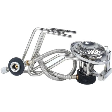 Réchaud à gaz pliable Mil-Tec 3500 W avec tuyau flexible et allumage piézo EN417