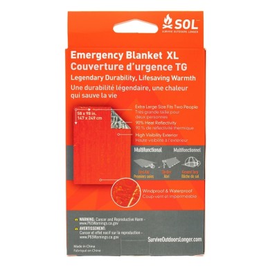 Couverture de survie orange SOL XL - (pour 2 personnes)