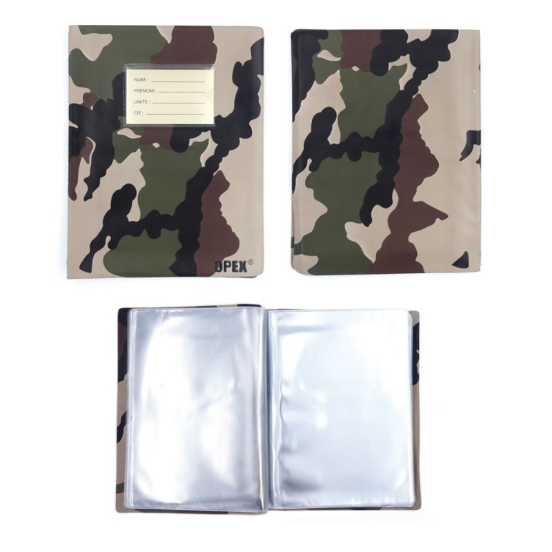 Carnet reliure transparent militaire, lutin a5 30 feuillets Carnet reliure transparent militaire, lutin a5 30 feuillets