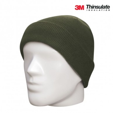 Bonnet chaud militaire 3M Thinsulate (vert armée ou noir - sans logo)