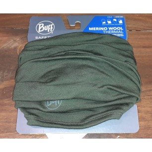 Tour de Cou épais en Laine Mérinos Buff Thermal, couleur vert Cédar