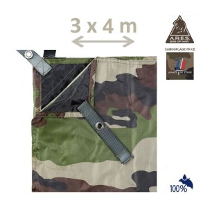 Bache 3x4 m ARES, camouflage armée française