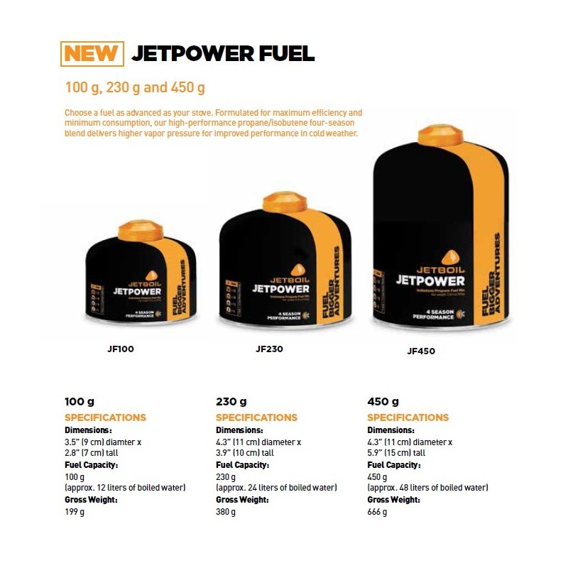 Cartouche gaz Jetboil 100g/230g/450g Cartouche gaz Jetboil 100g/230g/450g