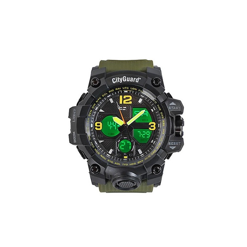 Montre Elite Pro Cityguard, couleur noir et vert armée