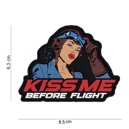 Patch / écusson velcro aviation "Kiss me before flight"